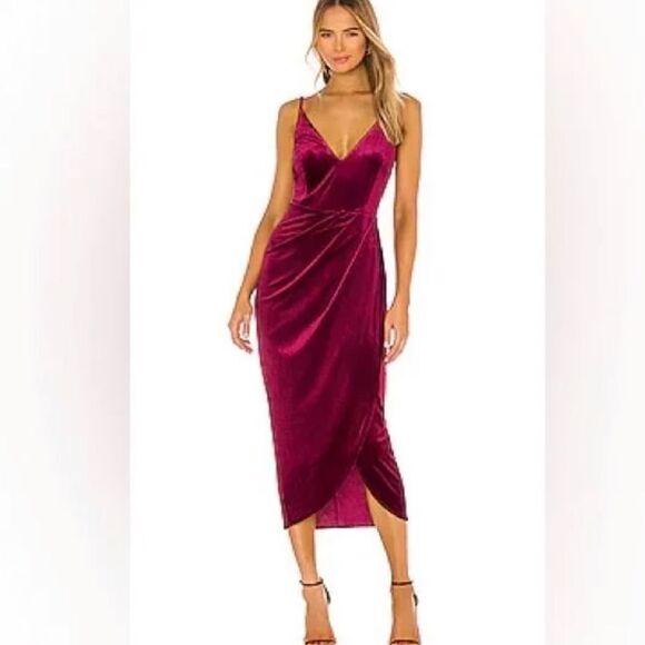 Yumi Kim Felicity Velvet Sleeveless Midi Dress in Wine.Size M - Picture 1 of 16
